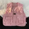 Chaleco con Estampado Estilo Academia Temporada de Apertura Estilo Japonés Marca de Moda Logo Estampado Chaleco de Trabajo Multibolsillos Chaleco de Hombro para Hombres y Mujeres