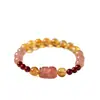 Pulsera de Citrino Natural Mingtai Crystal, Cuentas de Cinabrio, Cristal Amarillo Tower de Nicho, Cristal de Fresa, Pulsera Pixiu para Mujer