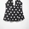 Roupas femininas da marca Z, estilo celebridade da internet europeu e americano, gola halter com laço, poá INS, top da moda transfronteiriça, popular preto ZA