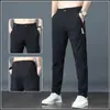 Calça Casual Masculina de Seda Gelada Atacado Transfronteiriça Verão Fina Slim Reta Elástica Secagem Rápida Esportiva Longa