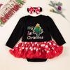 Navidad transfronteriza Bebé recién nacido Manga larga Estampado Vestido Harper Hilo de puntos rojos Vestido Salida de fábrica