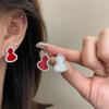Nuevos Pendientes de Calabaza Roja 2026 para Mujer, Púa de Plata S925, Exquisitos y de Moda Pendientes de Botón de Zirconia, Accesorios para Orejas Brillantes de Lujo Ligero