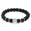 Pulsera Popular de Diseño de Nicho Estilo Japonés y Coreano Pulsera con Cuentas Cabeza de Tigre Estilo Coreano 8mm Negro Mate Pulsera Esmerilada Joyería de Celebridad de Internet