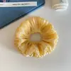 Elástico de Cabelo Coque Plissado Estilo Coreano com Chiffon Brilhante, Corda de Cabelo Doce Francesa de Alta Qualidade, Versátil para a Primavera