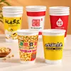 Taza de Leche de Soya Taza de Papel Desechable con Tapa y Popote Empaque Engrosado Logotipo Personalizado Hecho a Pedido Venta al por Mayor Taza de Papel para Leche de Soya