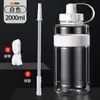 Botella de Agua Grande de Plástico Resistente a Altas Temperaturas, Taza Deportiva Portátil para Exteriores, Botella Espacial con Popote Resistente a Altas Temperaturas