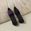 Zapatos de Salón de Punta Fina con Pedrería Estilo Francés de Tacón Bajo para Mujer, Nuevos Versátiles de Moda para Verano y Otoño 2026, Zapatos de Mujer con Suela Suave