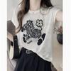 25 Nuevo de Verano Lindo Patrón de Cebra Binglinen Camiseta de Punto de Manga Corta para Mujer Casual Holgada Ligera Reductora de Edad Top de Cuello Redondo