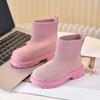 Botines Calcetín para Niños Primavera y Otoño 2025 Nuevos Botines Individuales para Niñas Botines Cortos para Niñas Botas Martin Tejidas con Mosca Botas Tejidas Elásticas