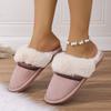 Nuevas Pantuflas Peludas de Plataforma Gruesa sin Cierre Otoño/Invierno 2024 para Mujer, Pantuflas Retro de Gamuza Cerradas que Aumentan la Altura