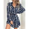 Amazon AliExpress 2025 Primavera e Verão Novo Vestido Feminino Slim Fashion Manga Longa Decote V Babados