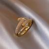 Moda Japonesa y Coreana Anillo Ajustable para Live Anillo de Corazón de Mariposa de Zircón Calado de Celebridad de Internet Elegante Anillo Abierto para Dedo Índice