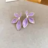 Pendientes de Flor de Goteo de Aceite de Aguja Plateada, Pendientes Simples Dulces Frescos Estilo Coreano, Pendientes Versátiles de Lujo Ligero de Gama Alta