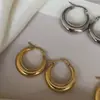 Pendientes Geométricos Grandes Retro Europeos y Americanos con Diseño Exagerado, Estilo Simple, Acero Inoxidable, Sensación de Alta Gama, Pendientes Elegantes al por Mayor
