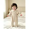 Mameluco de primavera y otoño para bebé niña, elegante estampado floral, lindo diseño de conejito, mameluco de manga larga para bebé