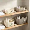 Cesta de Almacenamiento Tejida de Escritorio Almacenamiento de Cosméticos Recibidor Mesa de Café Artículos Varios Hogar Dormitorio Buen Artículo Cesta de Almacenamiento Tejida de Imitación de Ratán