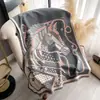Cachecol de cashmere sintético outono e inverno para mulheres, com padrão H, moderno e elegante, design jacquard espessado, cachecol quente, xale para ambiente com ar condicionado, aquecedor de pescoço