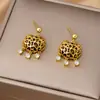 Brincos de Fecho de Longevidade e Segurança com Pedra Olho de Tigre Estilo Chinês Retrô, Conjunto de Corrente de Clavícula Versátil de Nicho com Pingente de Diamante