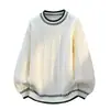 Suéter Pulôver Gola Redonda Outono/Inverno 2026, Suéter Jovem em Tricô Trançado, Jaqueta Color Block, Camiseta Básica Estilo Old Money Masculino