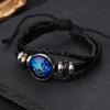 Aliexpress Pulsera de Cuero Tejido de los Doce Signos del Zodiaco Joyería Transfronteriza Hecha a Mano con Cuentas Par de Pareja Luminosa Europea y Americana