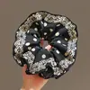 Diadema de Encaje con Lunares Girly de Diseño Retro para Cola de Caballo, Diadema de Moda Negra, Goma Elástica Coreana de Lunares