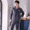 Pijama acolchado hombre invierno forro polar coral tres capas extra grueso con forro polar traje cálido invierno ropa de casa invierno RR