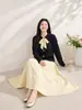 Falda de línea A, suelta y fluida, con cintura elástica, nueva colección de otoño, ropa para mujer talla grande, diseñada para cubrir las caderas y crear un efecto adelgazante, estilo 66322