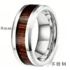 Anel Cruzado Europeu e Americano Amazon Novo Simples Versátil Aço Inoxidável 8MM Madeira Preta Textura Anel de Dedo Retro Atacado Feminino
