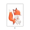 Pintura de Arte de Póster para Guardería Estilo Nórdico Conejo Zorro Animal de Dibujos Animados Pintura sobre Lienzo Pintura Decorativa para Habitación Infantil Núcleo