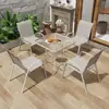Mesa y silla de exterior madera plástica juego de tres o cinco piezas patio anticorrosión impermeable Protección Solar combinación Ocio exterior balcón jardín