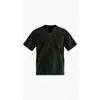 Camisa de Manga Corta con Cuello en V Tie-Dye con Textura de Rayas Oscuras para Hombre, Nuevo Estilo de Verano, Casual y Versátil, Top Delgado y Transpirable