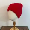 Gorro de Punto de Pelo de Conejo Sólido Simple Versátil Estilo Japonés para Unisex Lana Cálido para Otoño e Invierno que Protege las Orejas