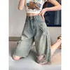 Shorts de Mezclilla Rasgados Color Gris Cemento para Mujer, Nuevo Estilo de Verano, Tallas Grandes, Favorecedores para Cuerpo Tipo Pera, de Longitud Media