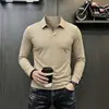 Comercio Electrónico Transfronterizo Camisa Polo de Manga Larga Cuello de Gaviota para Hombre 2026 Otoño Nueva Llegada Fábrica de Origen Camiseta Lisa para Hombre
