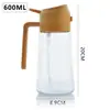 Botella pulverizadora de aceite para cocina y hogar, doble uso para rociar y verter, olla de aceite de vidrio dos en uno, sellada, engrosada, olla de aceite transparente