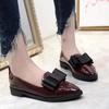 Sapatilhas Casuais de Bico Fino com Laço para Mulheres, Sapatos de Couro Simples para Calçar e Ir ao Trabalho para Mulheres, Verão