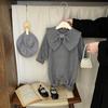 Roupas de Bebê, Roupas de Outono, Macacões Estilo Preppy, Moletons Tricotados com Laço Estilo Coreano para Bebês de Meses, Roupas para Bebês Engatinharem