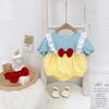 Ropa de Verano para Bebé Estilo Coreano Recién Nacido Lindo Traje de Manga Corta de Princesa Bolsa para Bebé Ropa para Gatear Cinturón para el Cabello para el Verano