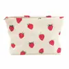 Bolsa de Maquillaje de Pana con Fresas Transfronteriza, Estilo Dulce y Femenino, Bolsa de Almacenamiento de Artículos de Tocador Grande para Viaje, Personalizable