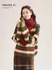 Suéter de Rayas Estilo Perezoso para Mujer de Invierno Se Puede Usar Afuera y Adentro, Camiseta Básica Nueva para Otoño e Invierno 2025 para Invierno