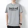 Camiseta de Algodón Puro para Hombre de Manga Corta Tendencia de Verano Cuello Redondo Tops Camisa Básica de Algodón Manga Media con Estampado de Letras Trendy