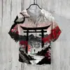 Camisa POLO de Lino para Hombre Más Vendida en el Sudeste Asiático Camisa Hawaiana de Punto Medio de 3 Botones Estilo Japonés Estilo Harajuku Estilo Holgado