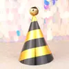 Nuevo sombrero de cumpleaños Amazon transfronterizo original dorado brillante con estampado metálico bola de pelo grande lindo sombrero de cumpleaños para fiesta de cumpleaños