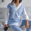 Liquidación Otoño e Invierno Estilo Europeo y Americano Cuello en V Hueco Forma de Diamante Chaleco de Punto Casual Suéter Deseo Ropa Femenina Transfronteriza