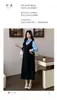 XMF Moda Gestante Nova moda outono~ Vestido de malha tipo camisa de duas peças falsas, caimento solto, vestido longo elegante, moderno