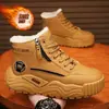 Sapatos Masculinos com Lã Adicionada e Isolamento Espesso, Sapatos Quentes de Algodão, Sapatos para Esportes ao Ar Livre, Botas Martin, Sapatos Casuais, Botas de Neve Masculinas à Prova de Frio, de Cano Alto