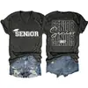 Senior 2027 año 2027 Amazon Wish sitio independiente casual versátil mujer nueva camiseta de manga corta con cuello en V
