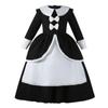 Halloween Transfronterizo Nuevo Adams Miércoles Blanco y Negro Manga Larga Disfraz de Sirvienta Vestido Victoriano Medieval