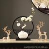 Nueva decoración de ciervos para sala de estar estilo chino, hogar, vinoteca, pasillo, decoración de jarrón, estudio, mueble de TV, pantalla de artesanía al por mayor