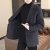Outwear de Lã 2024 Terno Masculino Outono e Inverno Novo Terno Gola Alta Curto de Lã Espesso Outwear Tendência Casual de Negócios
